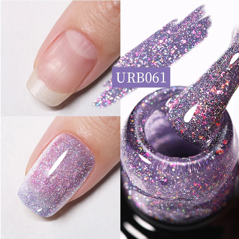 UR SUGAR 7ml Crystal Nude Rubber Base Gel Milky White Pink Gold Glitter Semi Permanent Soak Off UV LED Nail Art Construction Gel