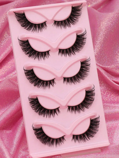 5 Pairs Cat Eye Lashes Faux Mink Eyelashes Winged End Eye Elongated Eyelashes Natural long Manga Lashes Fake Lashes Makeup