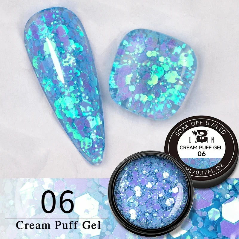 BOZLIN Chameleon Flake Gel Nail Polish Spring Color Sparkling Sequins Soak Off UV Glitter Gel Varnish Nail Art Decoration 5ML