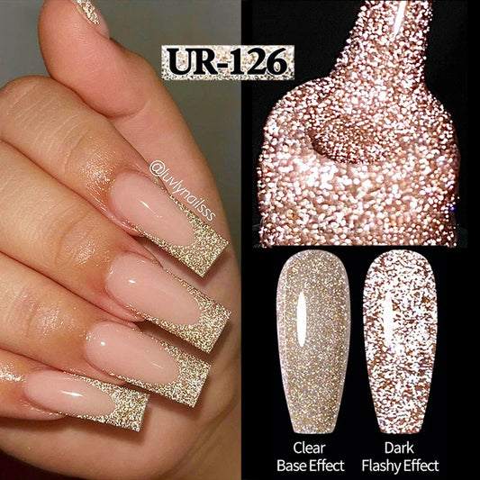 UR SUGAR 7.5ml Champagne Reflective Gel Polish Golden Glitter Soak Off Semi Permanent UV LED Varnish Gel Nail Art Polish