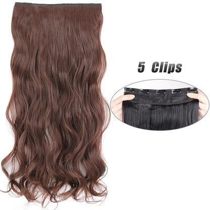 Synthetic 5 Clip In Hair Extensions Long Straight Hairstyle Hairpiece Black Brown Blonde 80CM Natural Fake Hair For Women