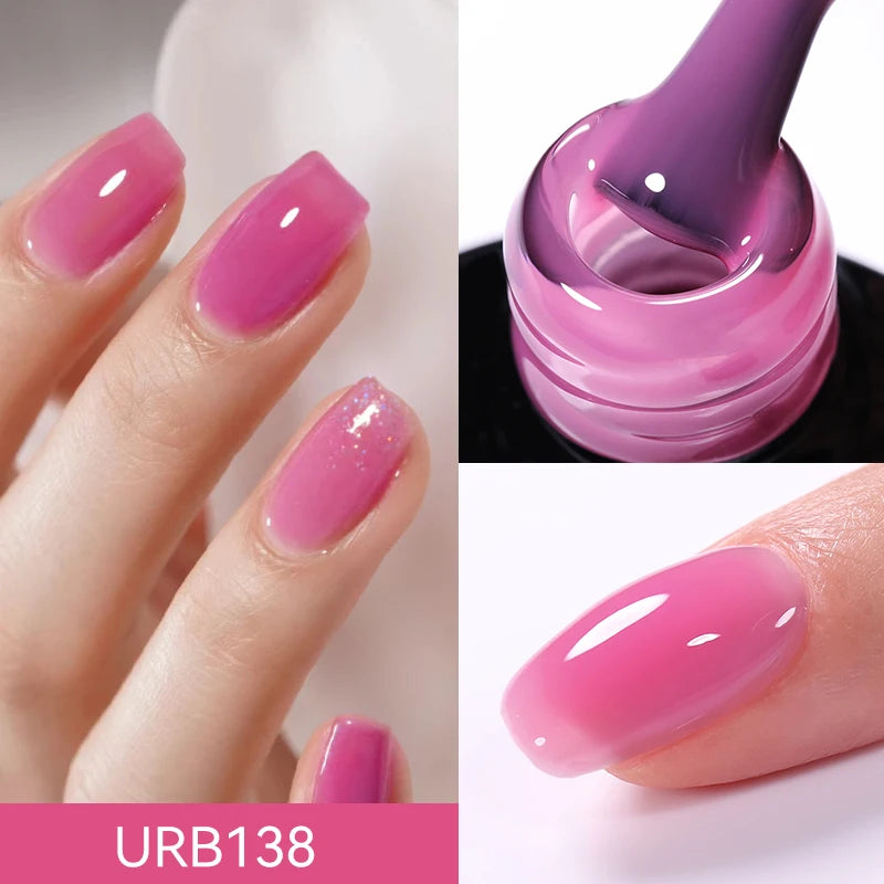 UR SUGAR 7ml Nude Crystal Rubber Base Gel Natural Color Semi Permanent Soak off UV LED Gel Nail Art Varnish