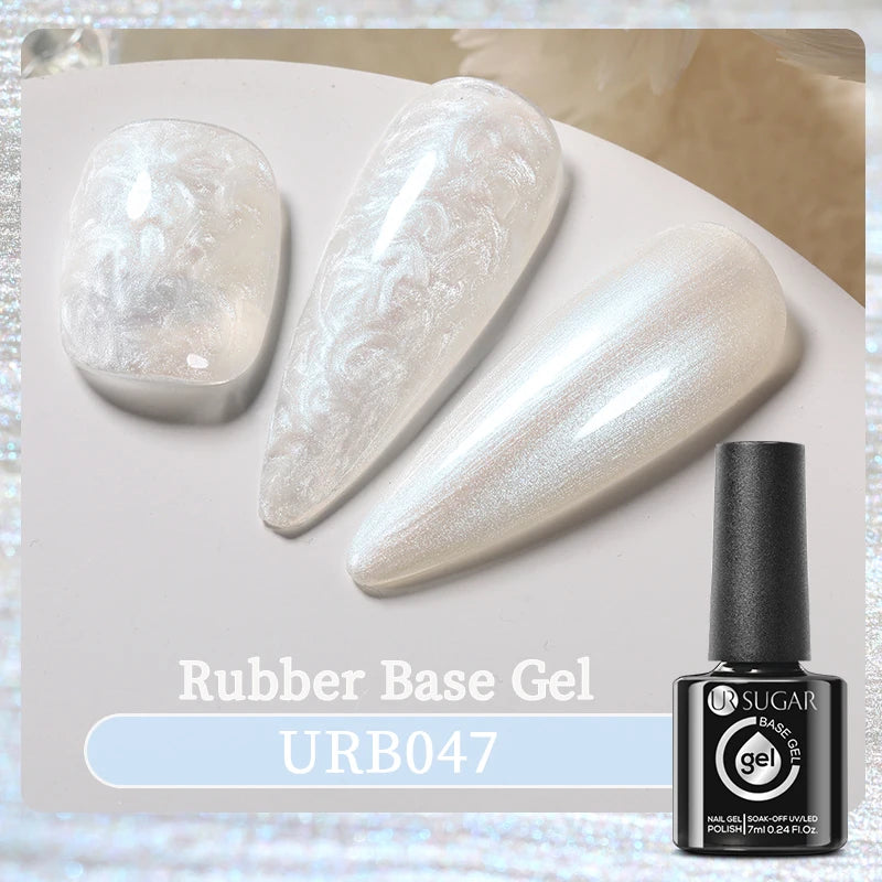 UR SUGAR 7ml Crystal Nude Rubber Base Gel Milky White Pink Gold Glitter Semi Permanent Soak Off UV LED Nail Art Construction Gel