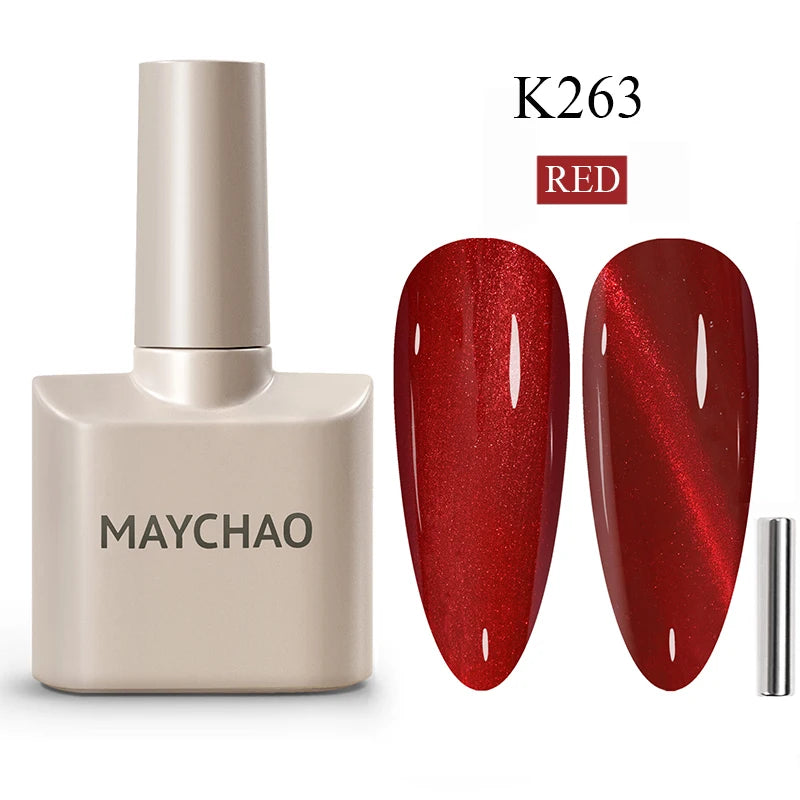 MAYCHAO 5ml Cat Eye Magnetic Gel Nail Polish Shiny Glitter Gel Lacquer Semi Permanent Soak Off UV LED Varnish Manicure Nail Art