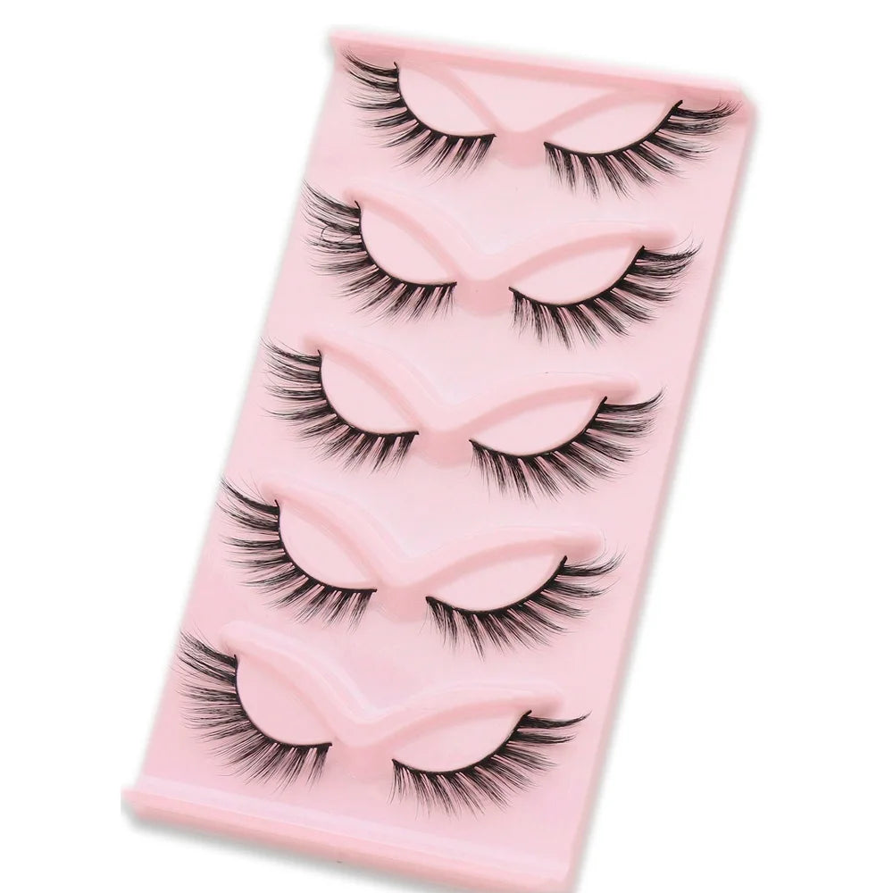 5 Pairs Cat Eye Lashes Faux Mink Eyelashes Winged End Eye Elongated Eyelashes Natural long Manga Lashes Fake Lashes Makeup