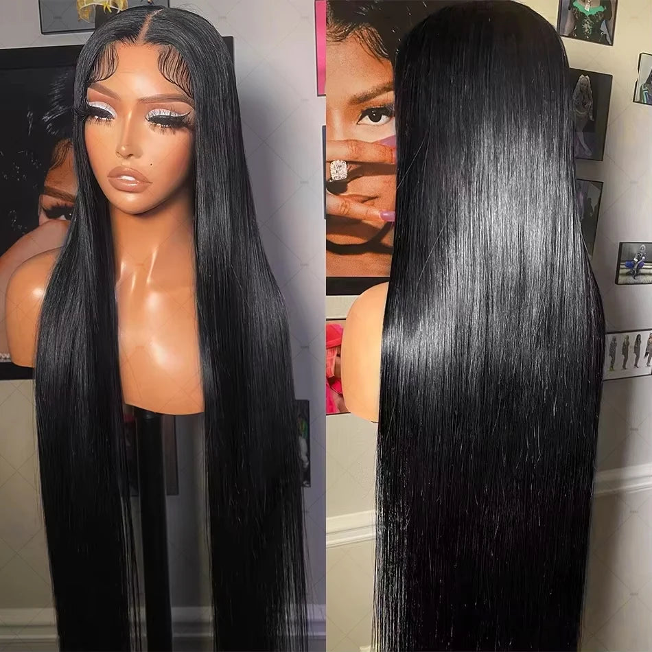 30 40 Inch 250 Density Bone Straight 13X6 Hd Lace Frontal Wig 13X4 Transparent Lace Front Pre Plucked 100% Human Hair For Women