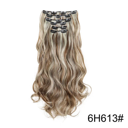 24Inch 16 Clips in Hair Extensions Long Straight Hairstyle Synthetic Blonde Black Hairpieces Heat Resistant False Hair Daily Use