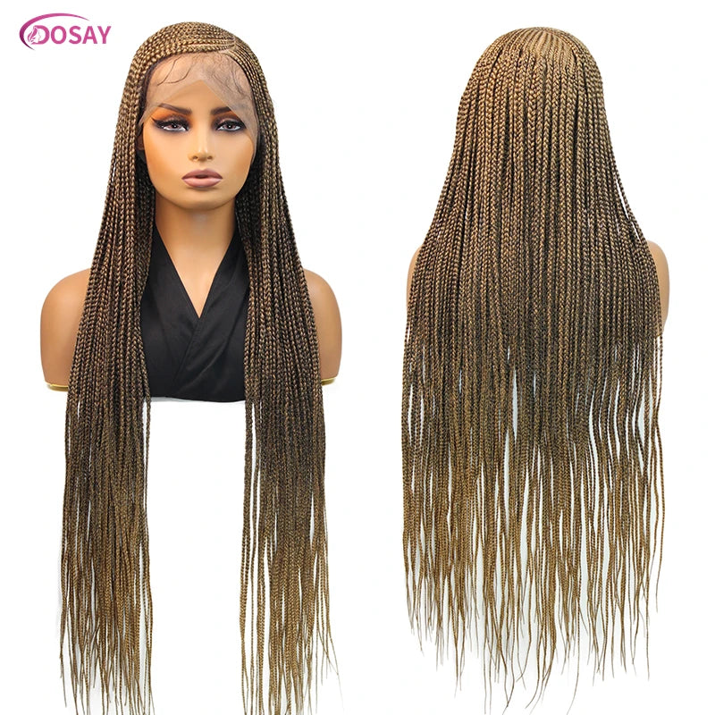 36" Cornrow Box Braided Wigs 613 Blonde Synthetic Wig for Women High Quality Side Part Braided Full Lace Front Wig Faux Locs Wig