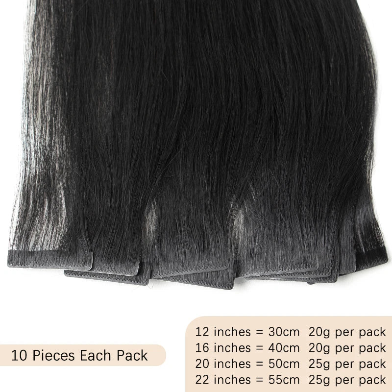 Invisible Tape In Extensions Human Hair Seamless Pu Skin Weft Injected Hair Extensions Hand Tied Adhesives Tape-Ins 10pcs/pack