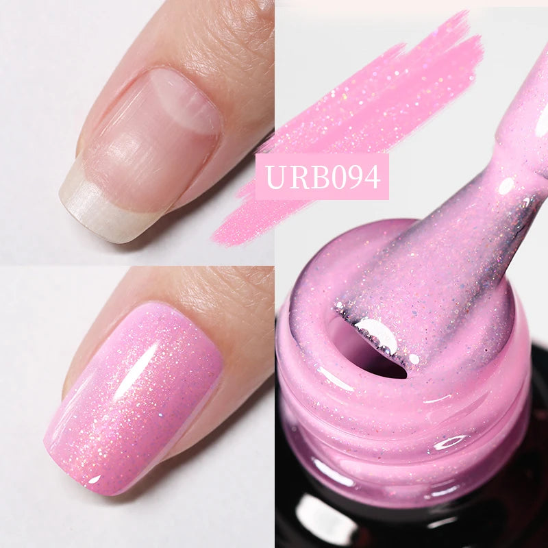 UR SUGAR 7ml Crystal Nude Rubber Base Gel Milky White Pink Gold Glitter Semi Permanent Soak Off UV LED Nail Art Construction Gel