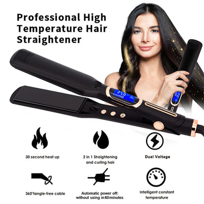 Hair Straightener Curler Professional High Temperature Fast Heating 450℉ / 480℉ Keratin Treatment Hair Flat Iron Dual Voltage