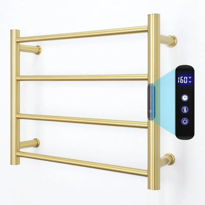 Heated Towel Rack Gold,4 Bars Towel Warmer Rack for Bathroom Wall Mounted,Timer & Temperature Control Electric Towel Drying Rack