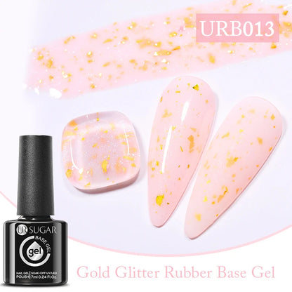 UR SUGAR 7ml Crystal Nude Rubber Base Gel Milky White Pink Gold Glitter Semi Permanent Soak Off UV LED Nail Art Construction Gel