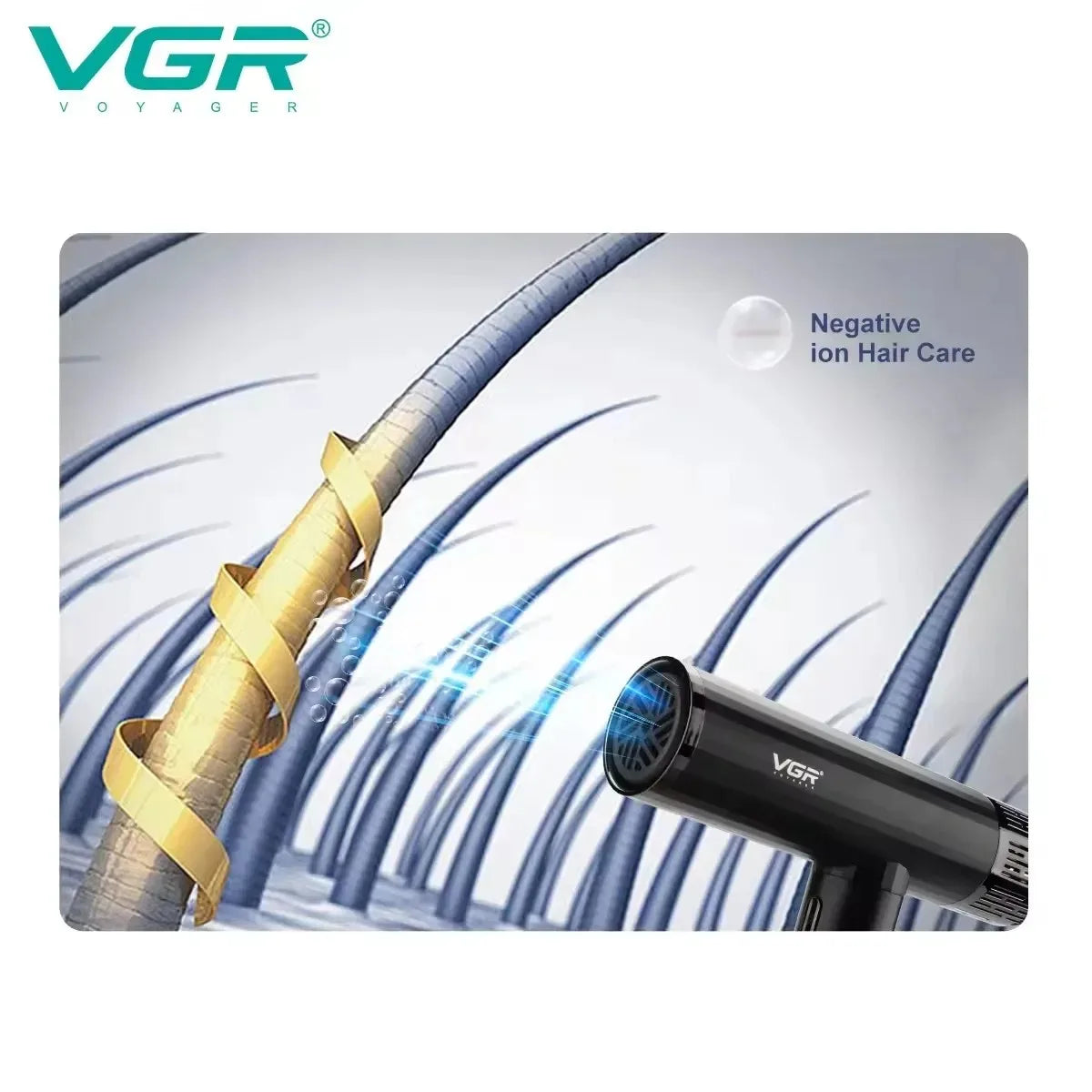 VGR Blow Hair Dryers Professional Air Blower Negative Ion 11000 RPM Hair Dryer Hot and Cold Adjustment Hair Styler Machine V-427