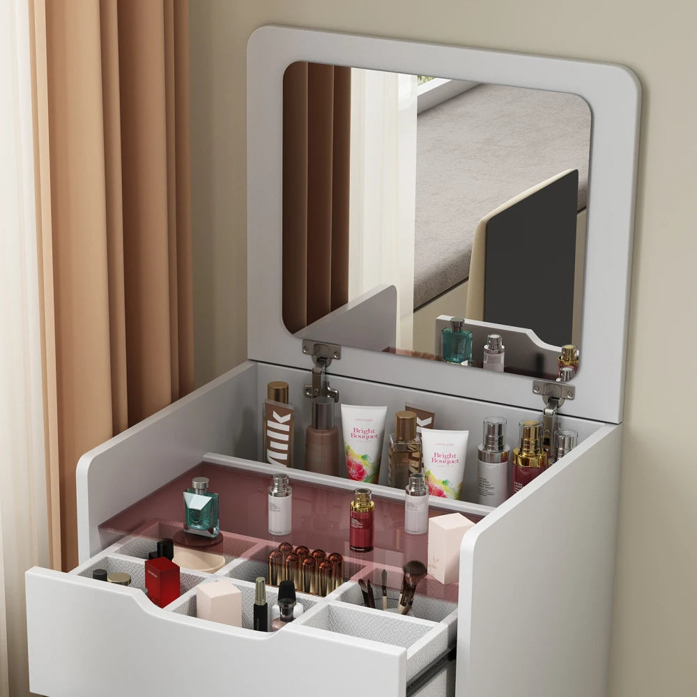 3 in 1 Vanity Desk with Plip Top Mirror, Small Make Up Vanity Set  Makeup Vanity with Drawers, Dressing Table for Bedroom