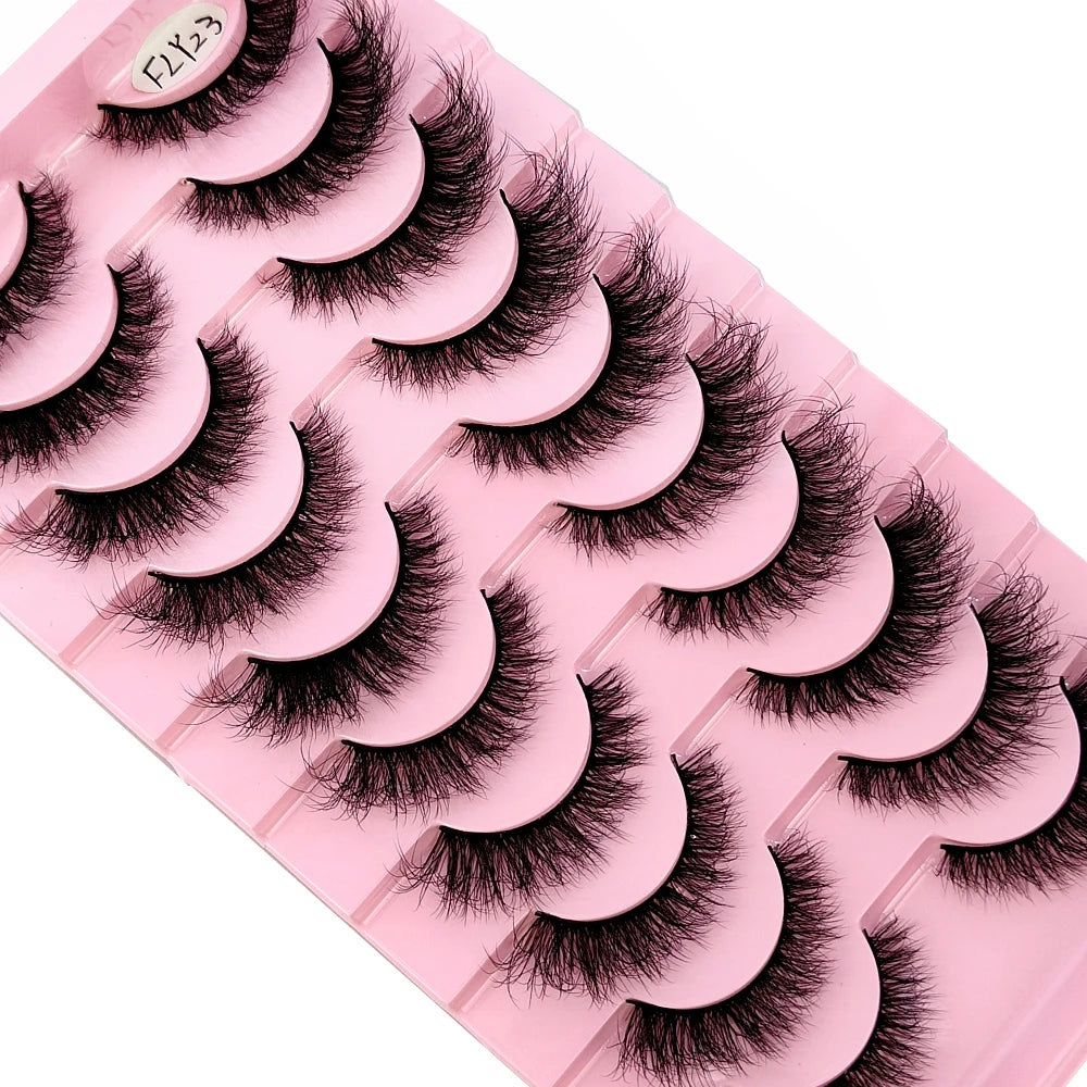 10 Pairs Faux Mink Eyelashes Handmade False Eyelashes Natural Nude Makeup Simulation Cross Messy Eye 3D Curly Eyelashes