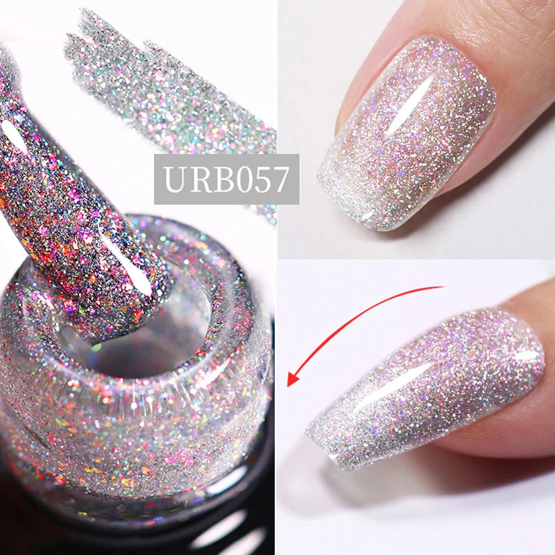 UR SUGAR 7ml Crystal Nude Rubber Base Gel Milky White Pink Gold Glitter Semi Permanent Soak Off UV LED Nail Art Construction Gel