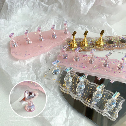 Aurora Magnetic Nail Holder Practice Display Stand Acrylic Crystal Showing Shelf Nail Art Tool Colorful Nail Polish For Novice