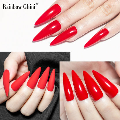 Rainbow Ghini 15ml Glitter Dark Red Gel Nail Polish Semi-Permanent Varnish UV Pale Red Nail Gel Art Supplies for Professionals