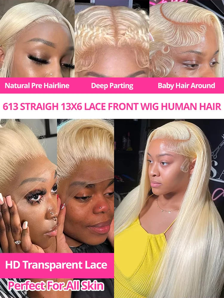 CEXXY 13x6 Hd Lace Frontal Wig Human Hair 613 Blonde Lace Frontal Wig Human Hair Brazilian Bone Straight 250% Colored Wigs