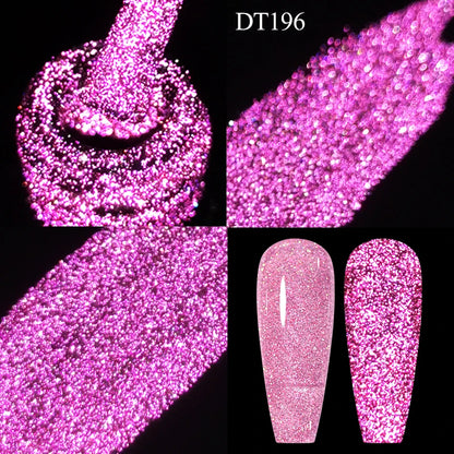 MEET ACROSS 7ml Red Metallic Color Gel Nail Polish Red Gold Silver Semi permanent Soak Off UV Gel Varnish Nail Art For Manicure