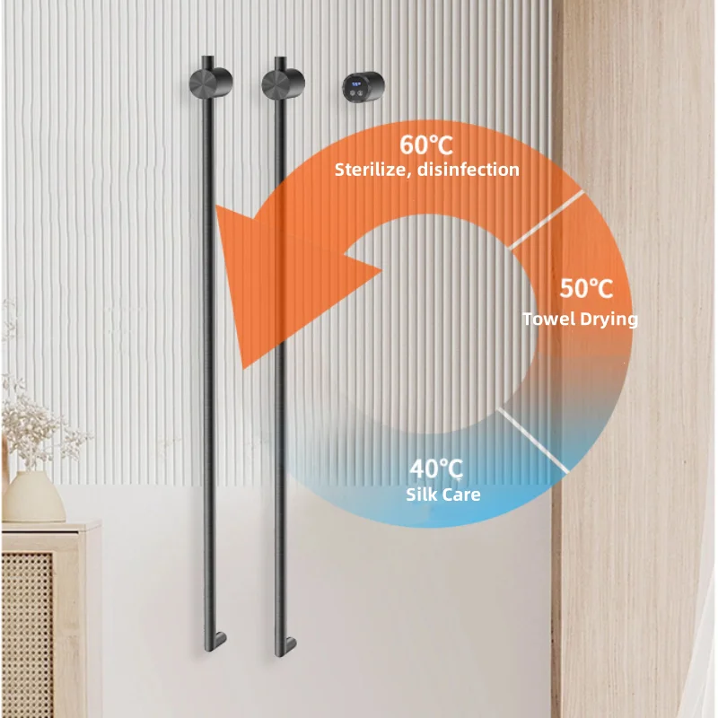 Bathroom Vertical Heated Towel rail Bathrobe 2 Bar Electric Heated Towel Warmer Hidden Wire Smart Thermal Towel Rack 110V/220V