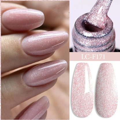 LILYCUTE 7ML Reflective Glitter Gel Nail Polish Bright Sparkling Silver Color Semi-permanent Soak Off Nail Art UV Gel Varnishes