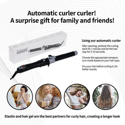 Automatic Hair Curler 45w Ceramic Barrel Rotating Curling Iron for Long Lasting Big Waves and Damage Free Hair Styling