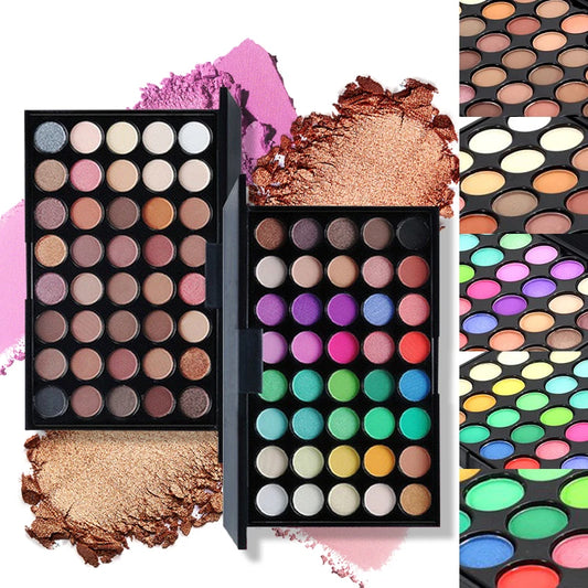 40/74/78 Colors Pearlescent fine Glitter Eyeshadow Palette Matte Waterproof Long Lasting Pressed Powder Cosmetics Women MakeUp