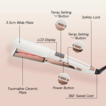 TQ-H2 Hair Straightener Instant Temperature LCD Display Professional Heating Curling Iron Hair Curler Infrared Hair Care Dry Wet