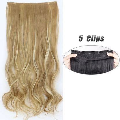 Synthetic 5 Clip In Hair Extensions Long Straight Hairstyle Hairpiece Black Brown Blonde 80CM Natural Fake Hair For Women