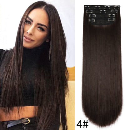 4Pcs/Set 20Inch Synthetic Hair Clip In Long Wavy Thick Hairpieces For Women Full Head Synthetic Hair Extensions Ombre Hairpieces