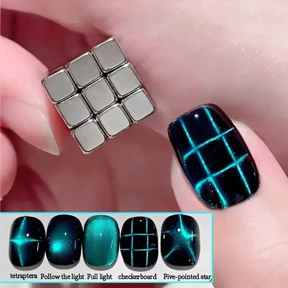 Multi-function Cube Magnet Nail Art Cat Eye Chessboard Starlight Nail UV Magnetic Attraction Magnets Set 27pcs Manicure DIY Tool