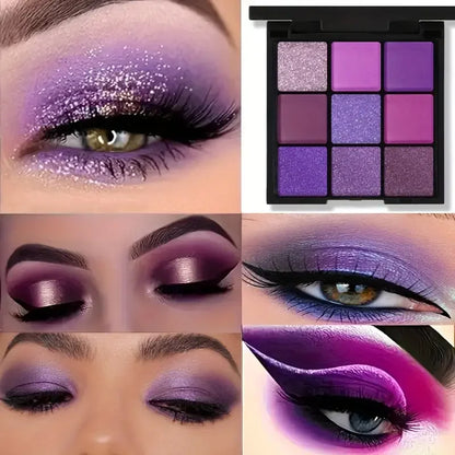 Luxurious Purple Eyeshadow Palette 9 Color Matte and Shimmering violet Eye Makeup for Creating Smoky or Natural Looks Cosmetic