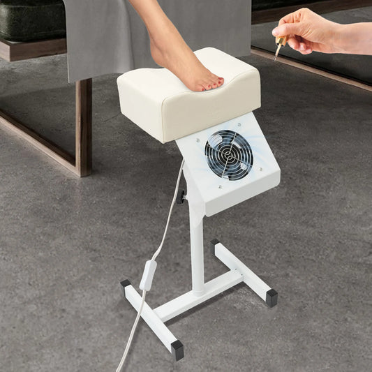 Pedicure Stool Chair Beauty Salon Lift Stool Footrest Nail Bench W/Cleaning Fan White/Black