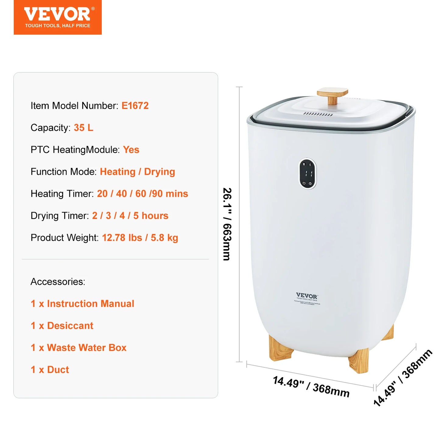 VEVOR Towel Warmer 20L/25L/35L Towel Warmer Bucket with Auto Shut Off Child Lock LED Screen for Bathroom Spa Bathrobe Blanket