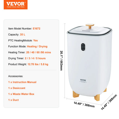 VEVOR Towel Warmer 20L/25L/35L Towel Warmer Bucket with Auto Shut Off Child Lock LED Screen for Bathroom Spa Bathrobe Blanket