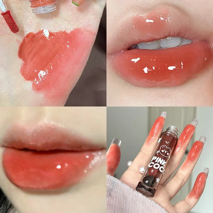 Punk Juice Red Lipgloss Black Mirror Glass Water Light Clear Lip Glaze Waterproof Non Stick Liquid Lipstick Nude Lip Tint Makeup