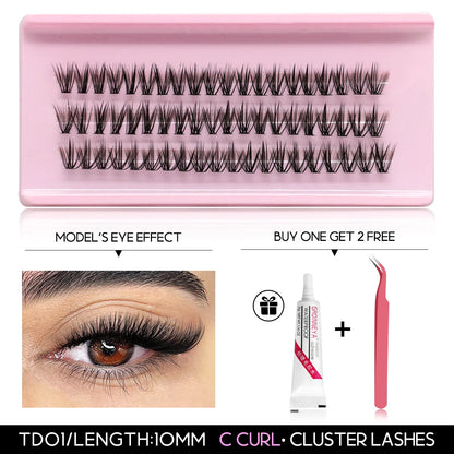 GROINNEYA Eyelash Clusters Kit DIY Lash Extension Kit Lash Bond And Seal And Eyelash Tweezers With Waterproof Strong Hold