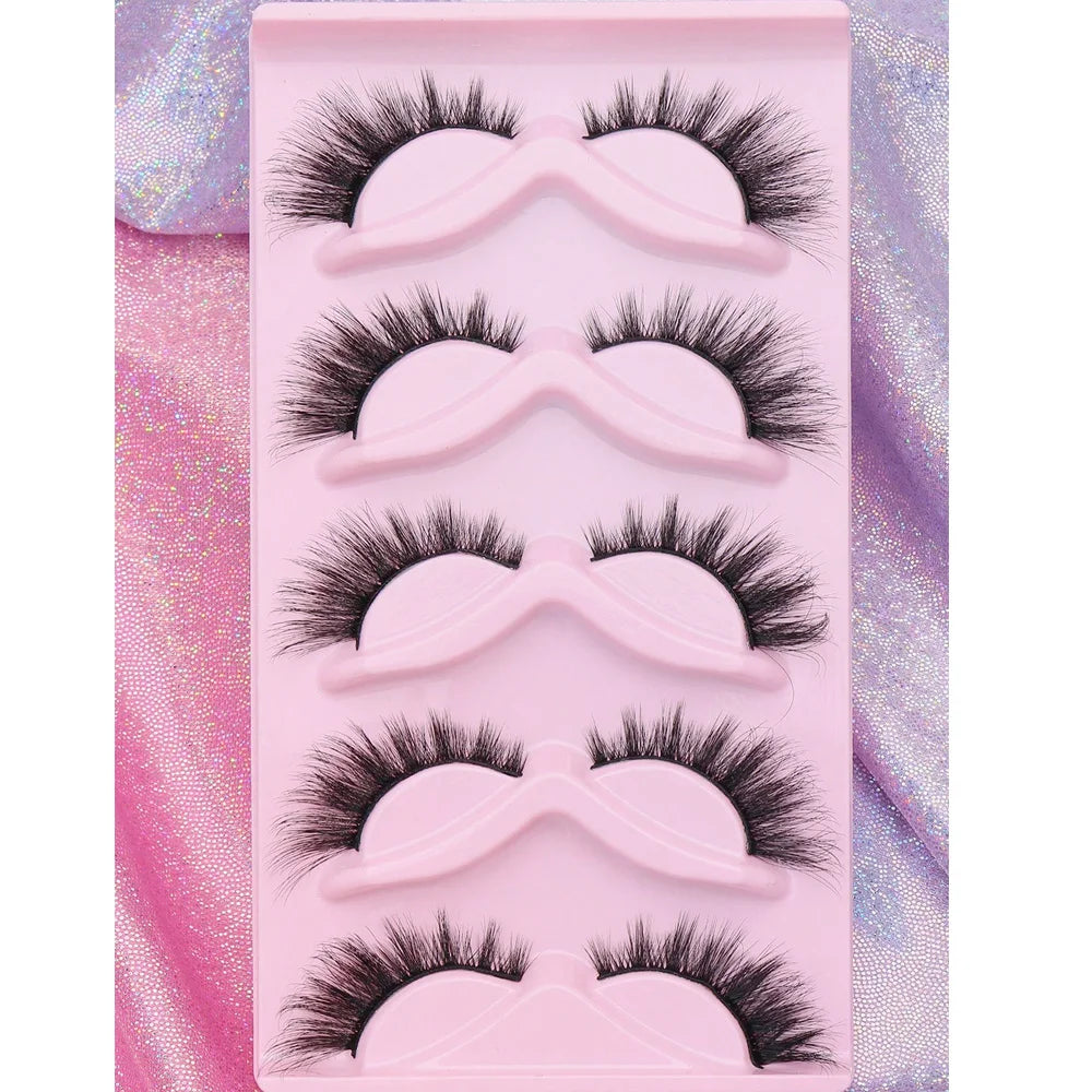 5 Pairs Cat Eye Lashes Faux Mink Eyelashes Winged End Eye Elongated Eyelashes Natural long Manga Lashes Fake Lashes Makeup