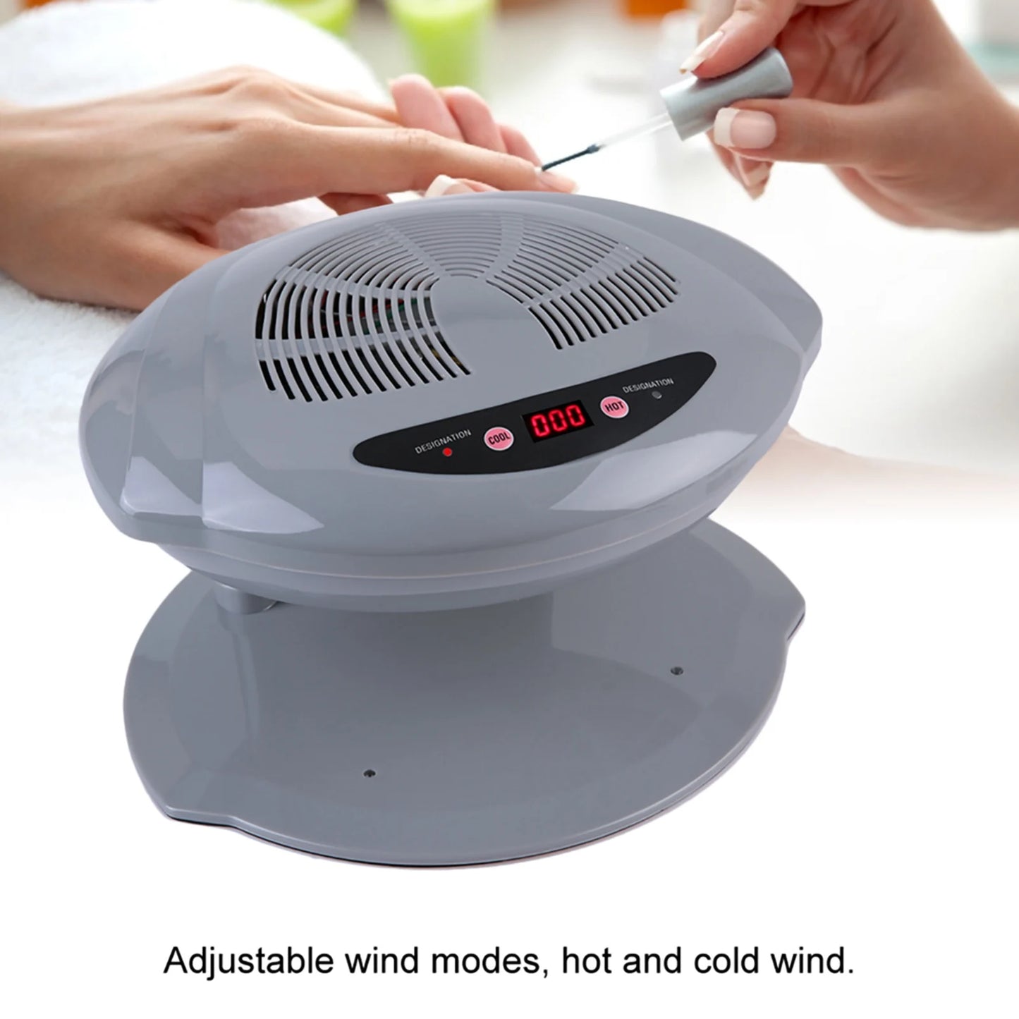 Air Nail Dryer for Both Hands and Feet, 2 in 1 Hot/ Cold Air Blow Automatic Sensor Nail Polish Fan Blow Dryer Professional Manic