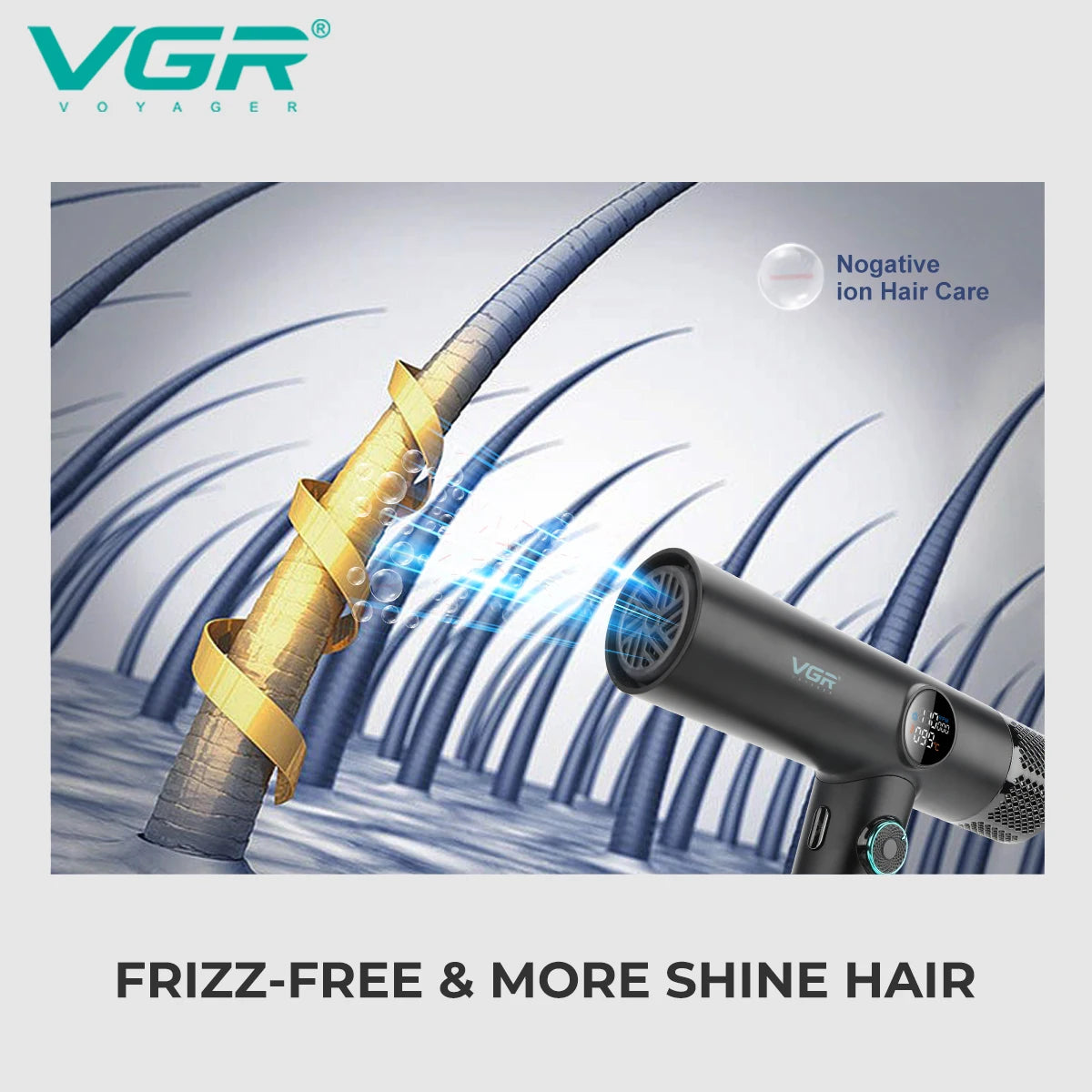 VGR Hair Dryer Professional Hair Dryer Machine Hot and Cold Adjustment Air Blower Brushless Motor 110000 RPM Barber Salon V-401