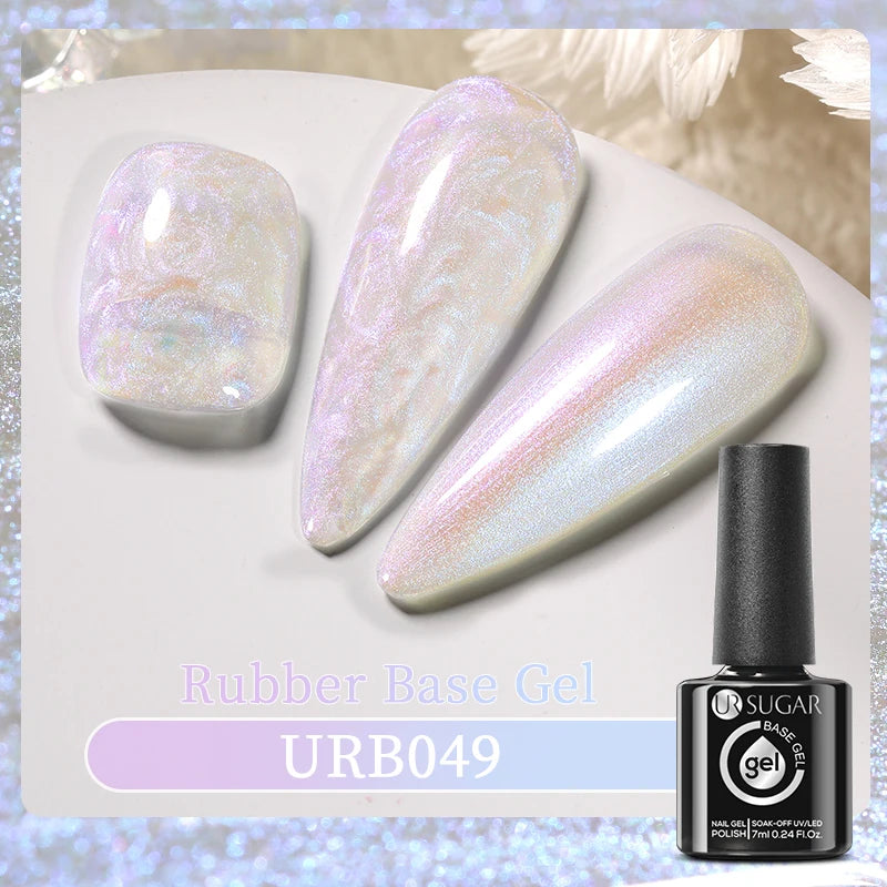 UR SUGAR 7ml Crystal Nude Rubber Base Gel Milky White Pink Gold Glitter Semi Permanent Soak Off UV LED Nail Art Construction Gel