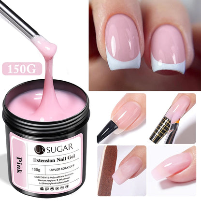 UR SUGAR 150g Quick Extension Gel  Pink Jelly Milky White Camouflage Finger French Hard Gel UV LED Gel Nail Art Design Manicure