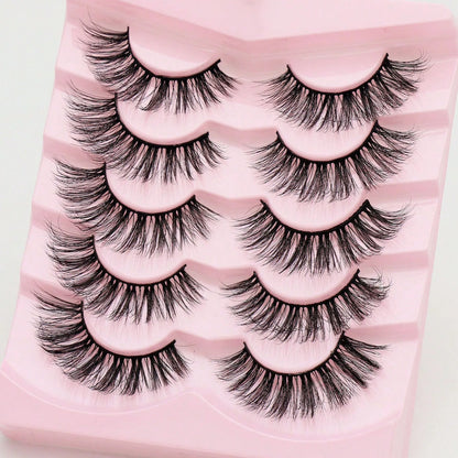 5 Pairs Cat Eye Lashes Faux Mink Eyelashes Winged End Eye Elongated Eyelashes Natural long Manga Lashes Fake Lashes Makeup