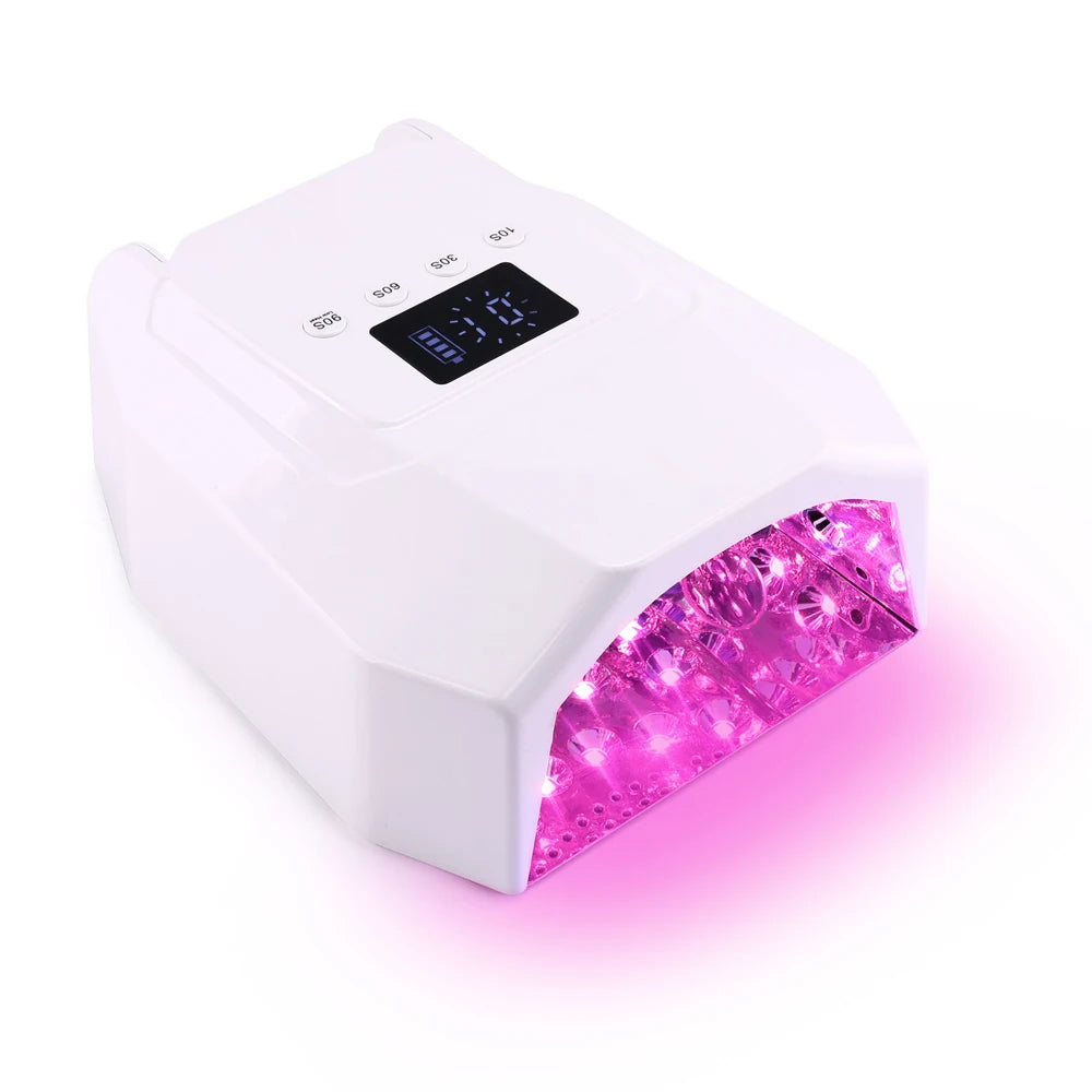 Pro 98W Nail Lamp Cordless Rechargeable UV LED Nail Dryer for Curing Gel Polish Powerful Pink Light Nail Lamp Machine