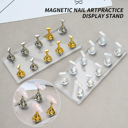 5/10pcs Transparent Aurora Nail Stand Magnetic False Nails Holder Press on Nail Display Nail Rack Acrylic Nail Training/Painting