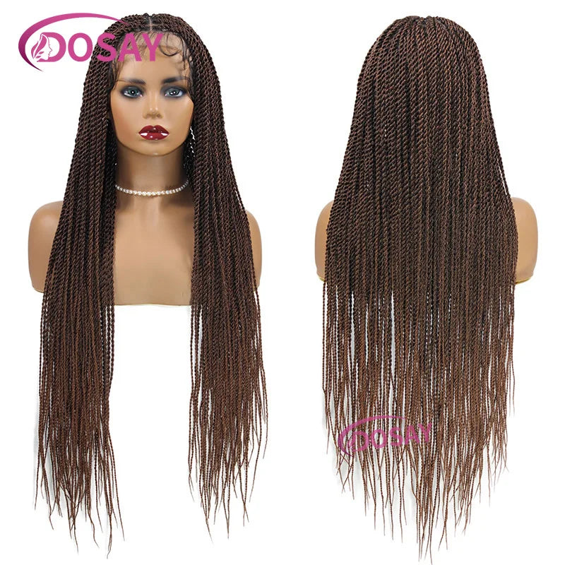 Twist Braided Wigs Box Braided Lace Front Wig For Black Women Synthetic Full Lace Frontal Wig Faux Locs Wig Goddess Braids Wigs