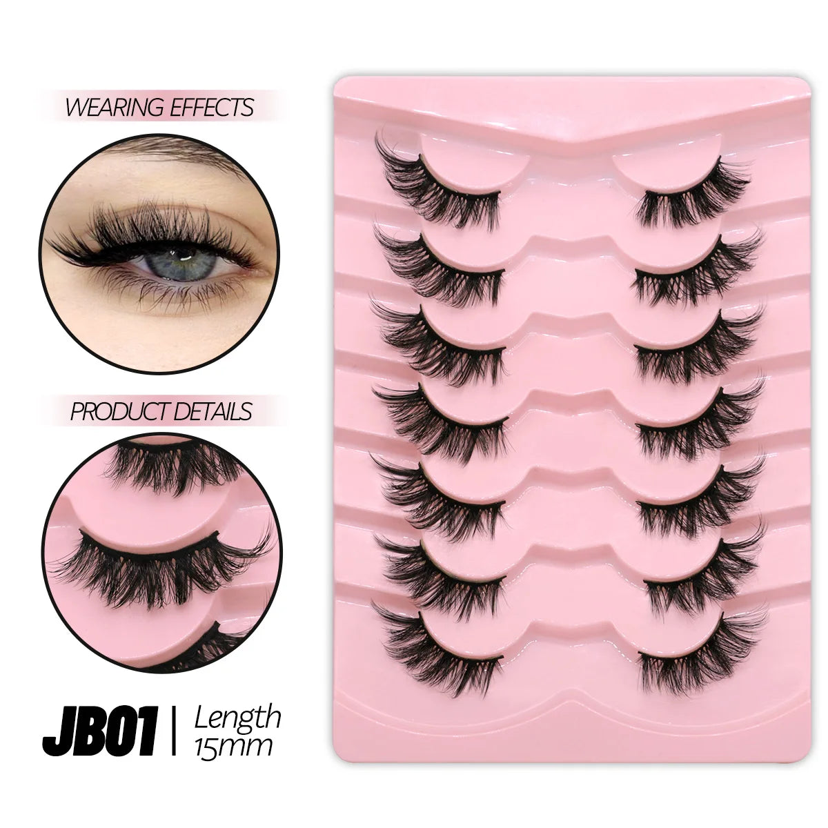 GROINNEYA Half Eyelashes Natural Cat Eye Lashes Soft Wispy Clear Band Lashes With Winged Ends For Extended Eye Look Makeup