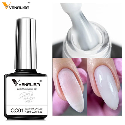 VENALISA 7.5ml Quick Construction Gel, Semi Transparent Jelly Nail Gel Polish, Strengthener Soak Off Gel